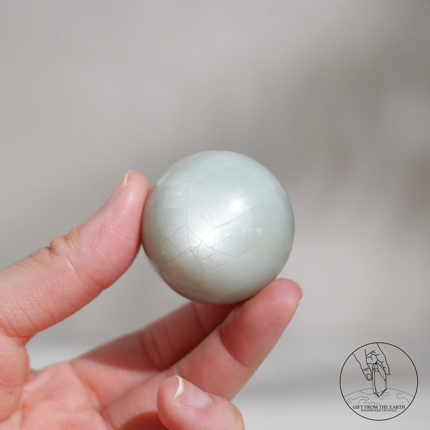 Tanzanian green moonstone sphere