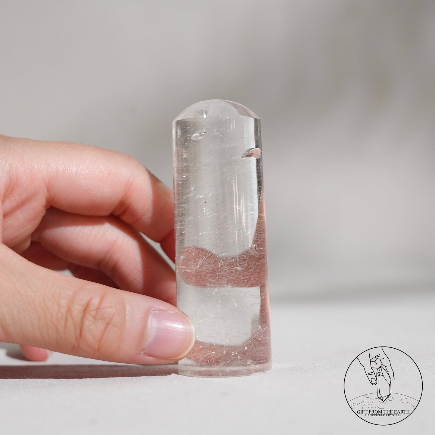 Silver rutilated quartz point