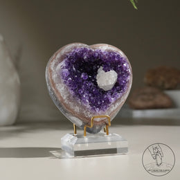 Heart Shape Amethyst Cluster Calcitewith