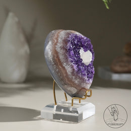 Heart Shape Amethyst Cluster Calcitewith
