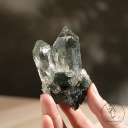 喜馬拉雅白水晶綠幽靈金髮晶共生