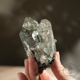 喜馬拉雅白水晶綠幽靈金髮晶共生