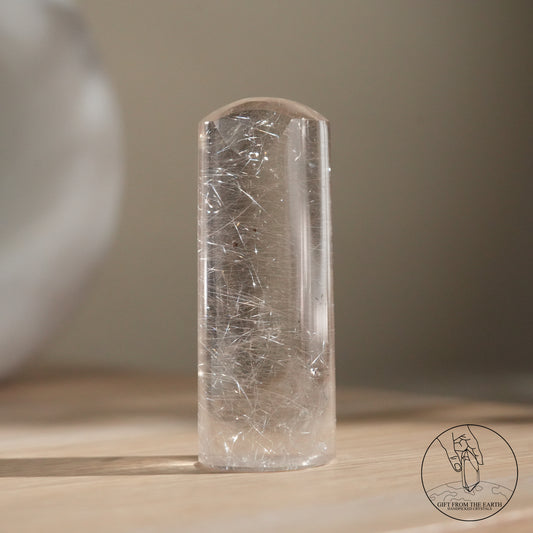 Silver rutilated quartz point