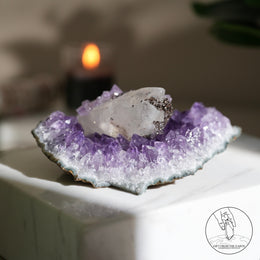 紫水晶簇白方解石共生（二次結晶）