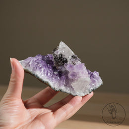 紫水晶簇白方解石共生（二次結晶）