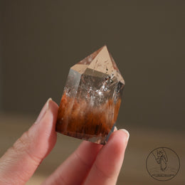 紅黃兔毛水晶柱