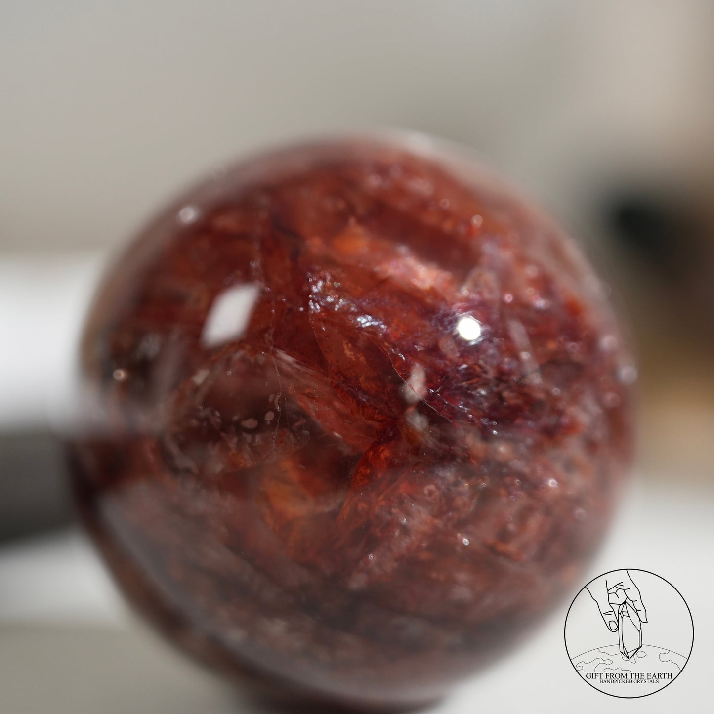 Fire quartz sphere