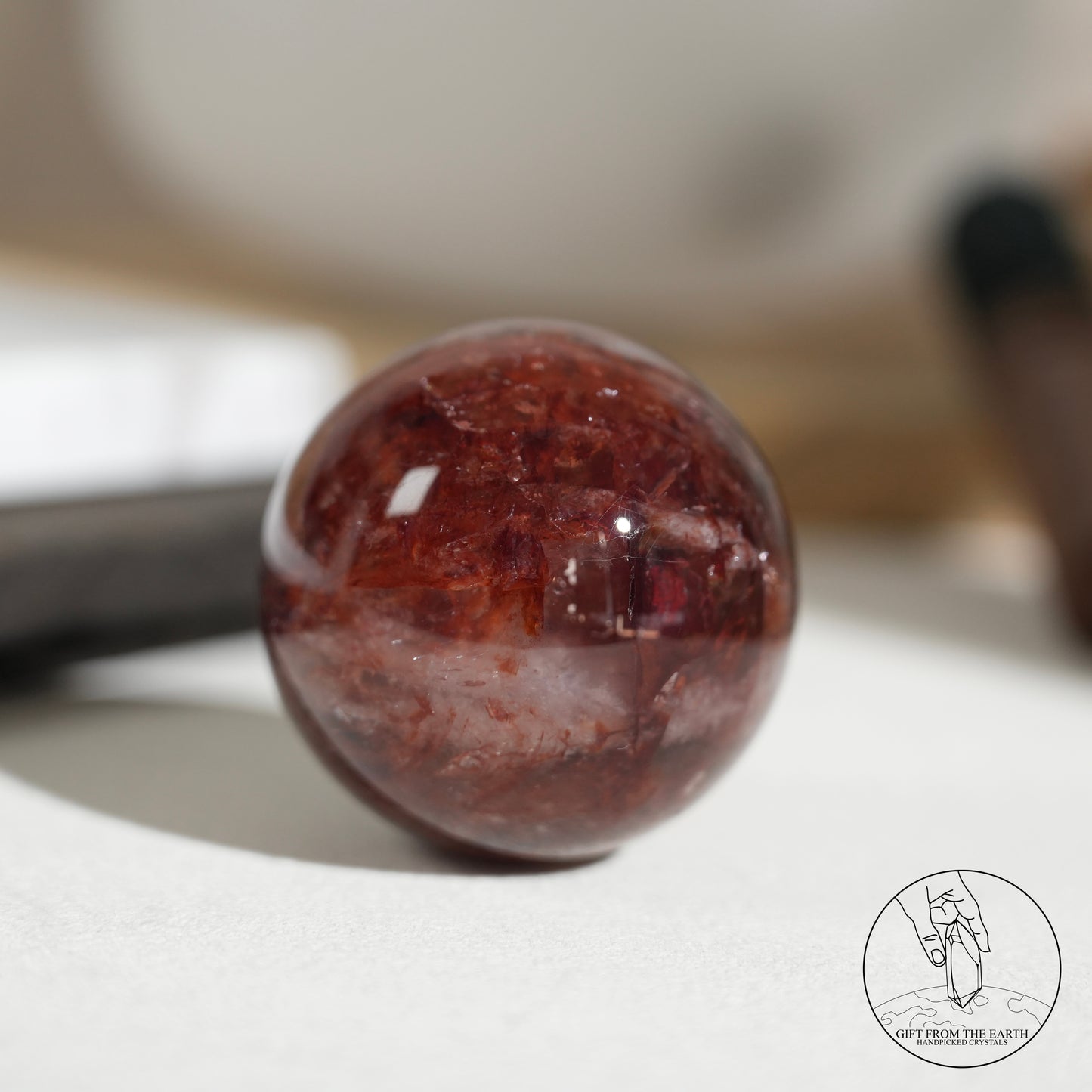 Fire quartz sphere