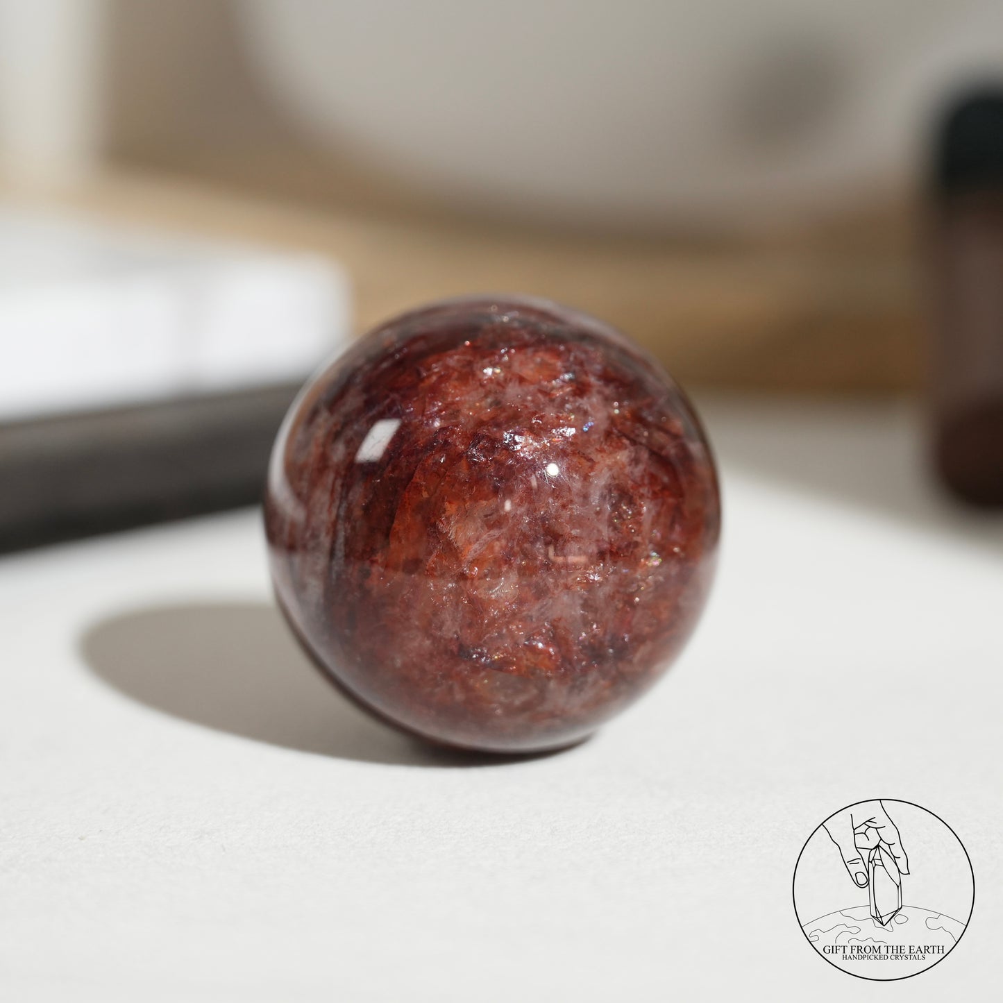 Fire quartz sphere