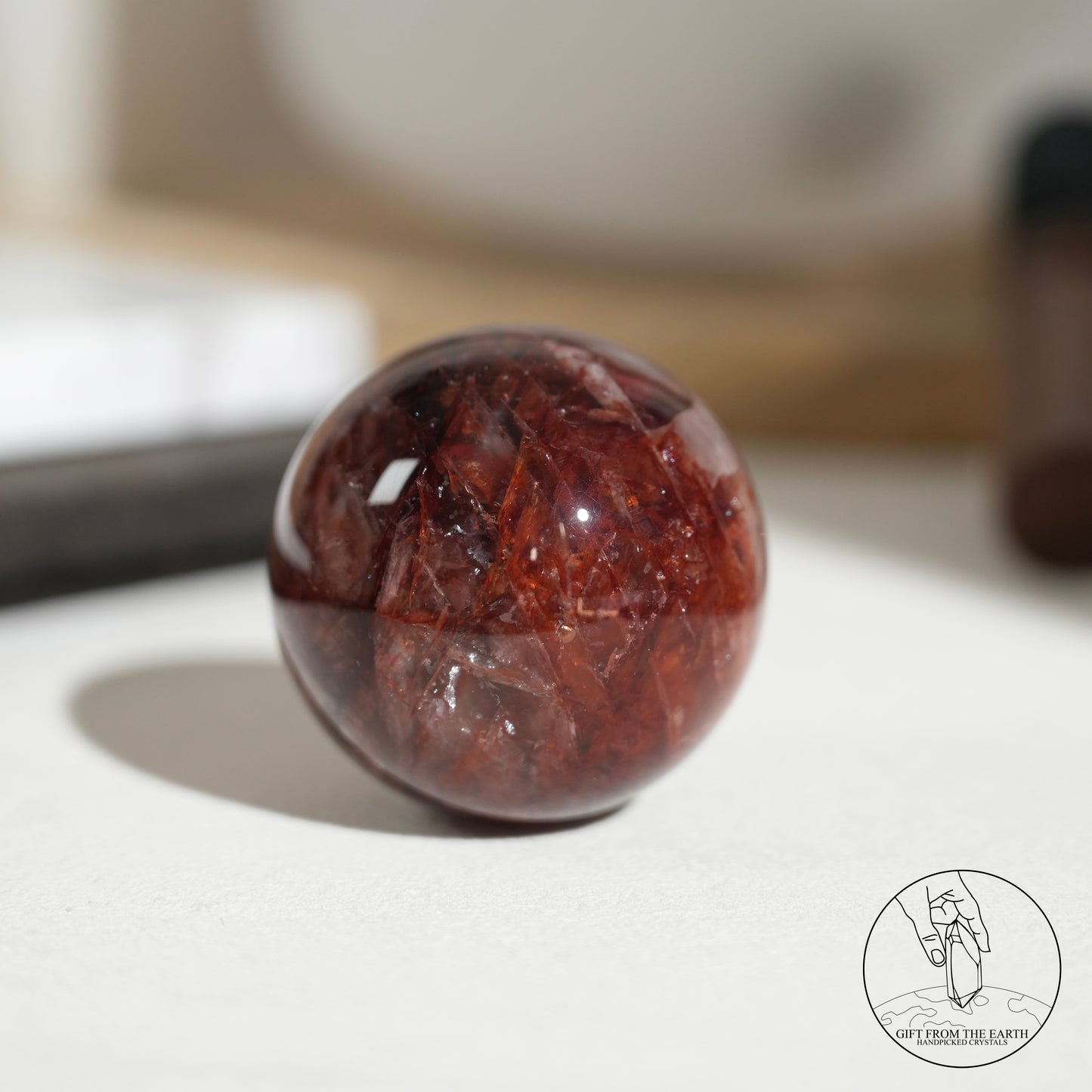 Fire quartz sphere
