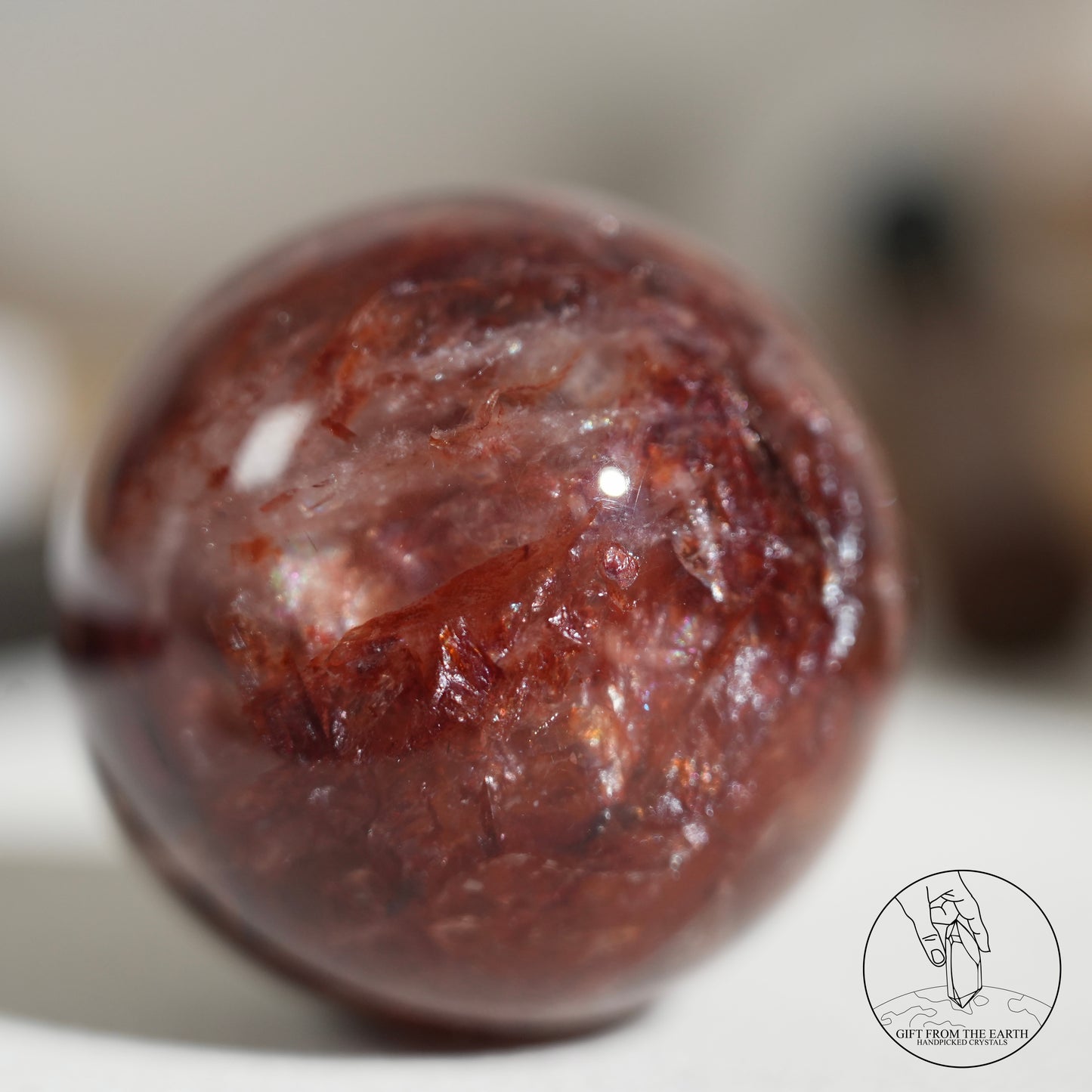 Fire quartz sphere