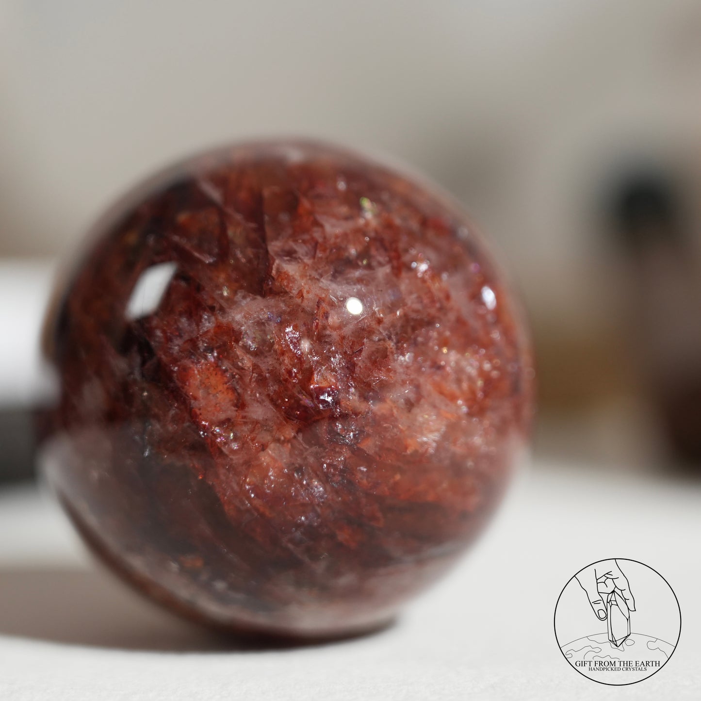 Fire quartz sphere
