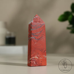 紅碧玉柱白水晶共生