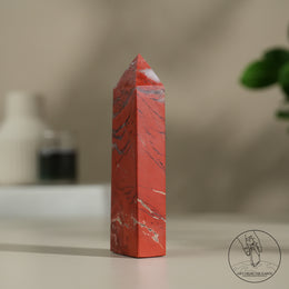 紅碧玉柱白水晶共生