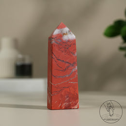 紅碧玉柱白水晶共生