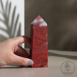 紅碧玉柱白水晶共生