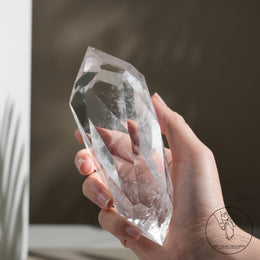 多面切割雙尖白水晶