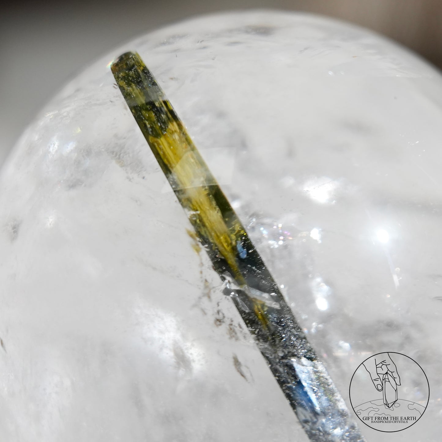 綠碧璽白水晶球