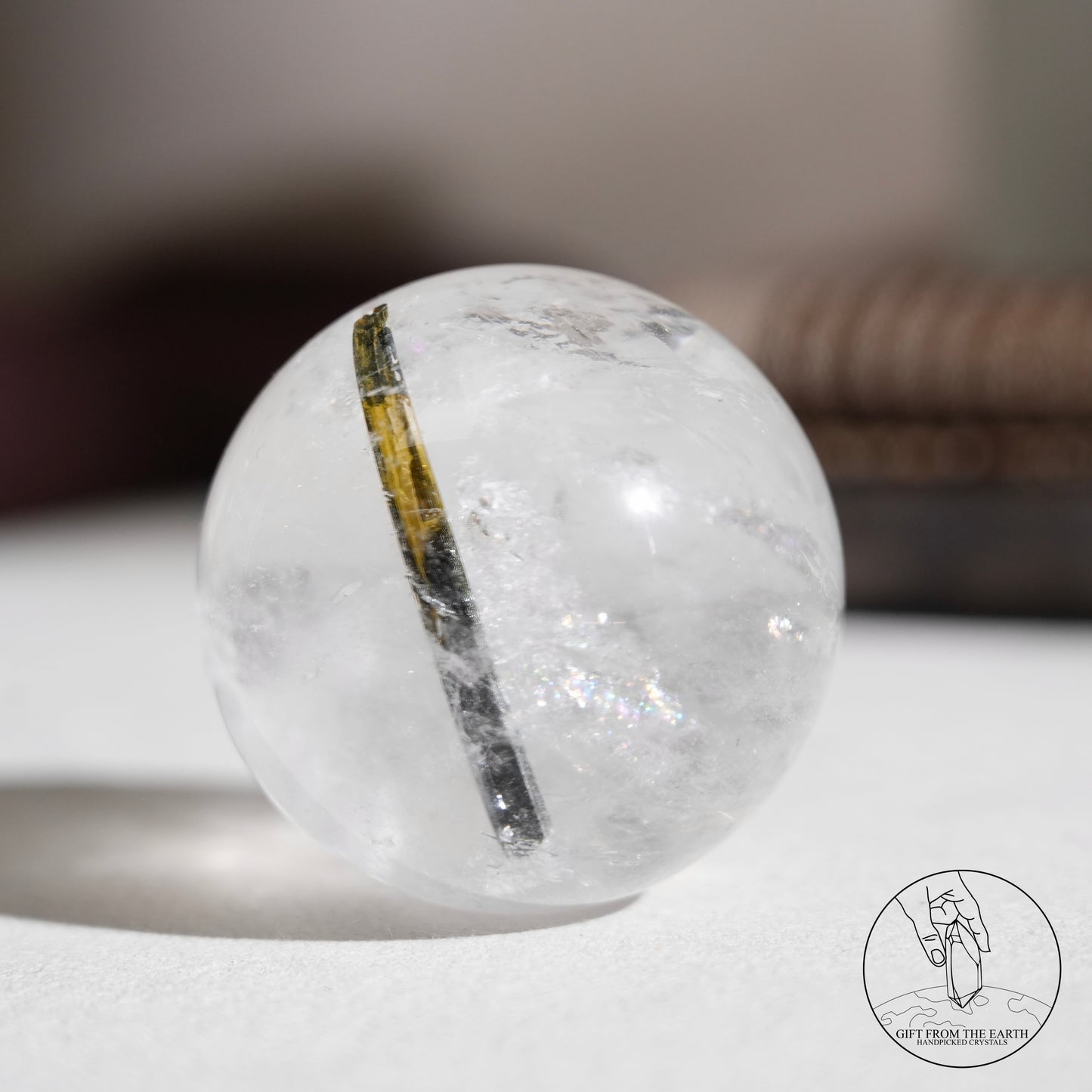 綠碧璽白水晶球