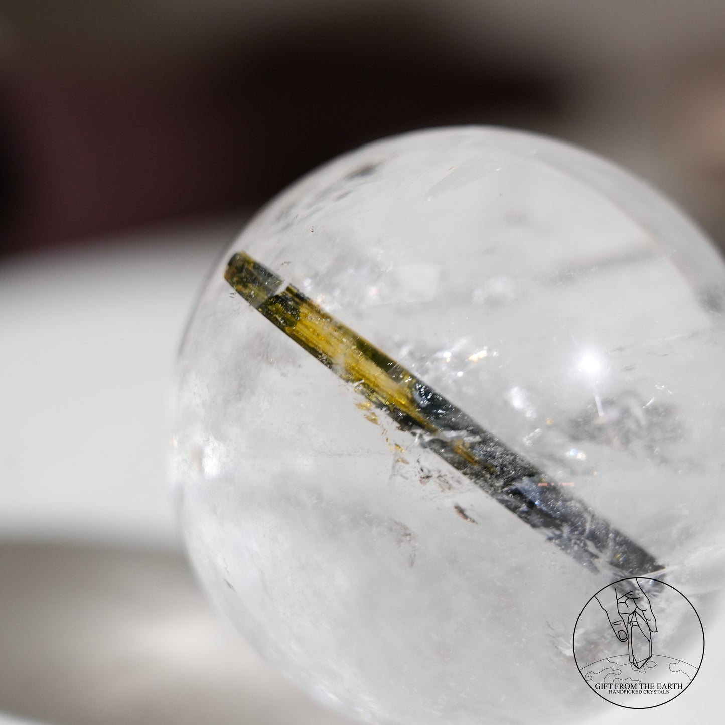 綠碧璽白水晶球