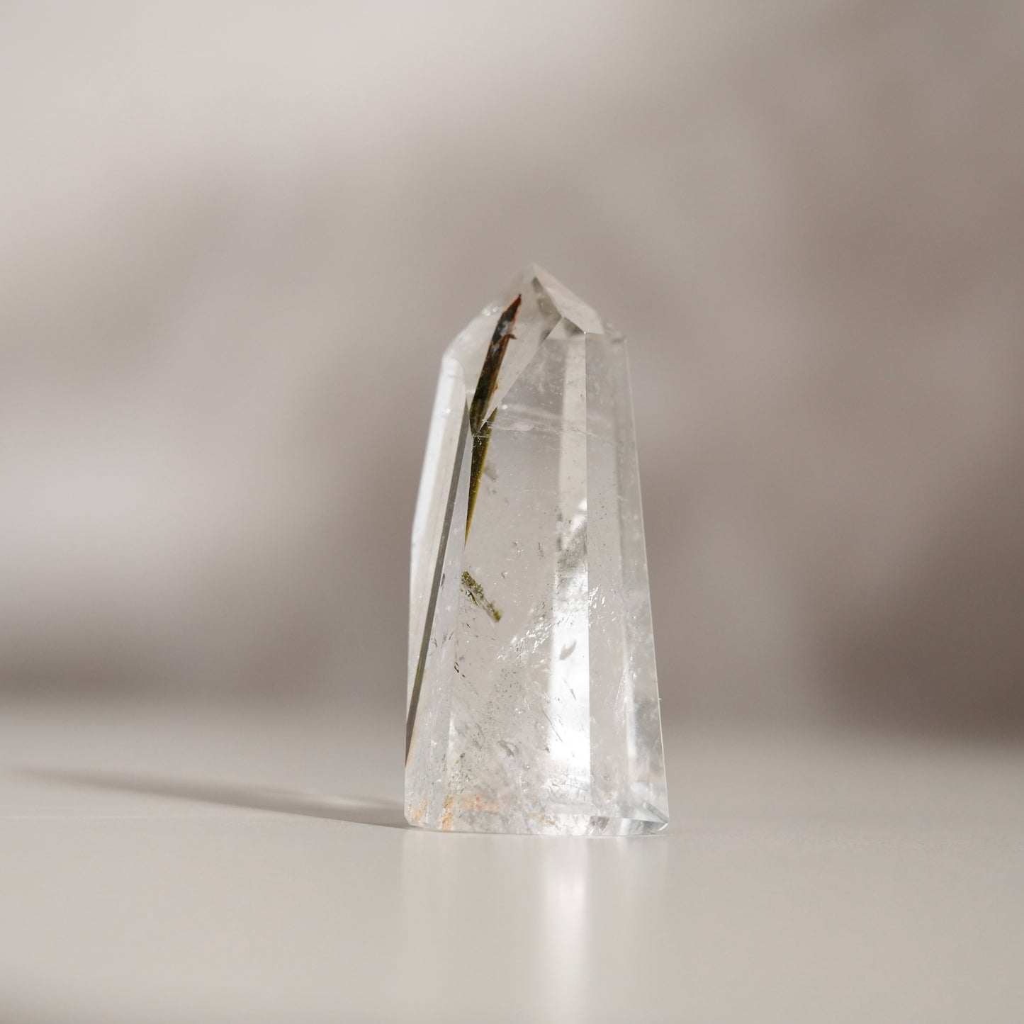 綠碧璽白水晶柱