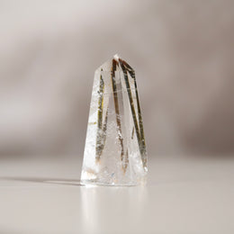 綠碧璽白水晶柱