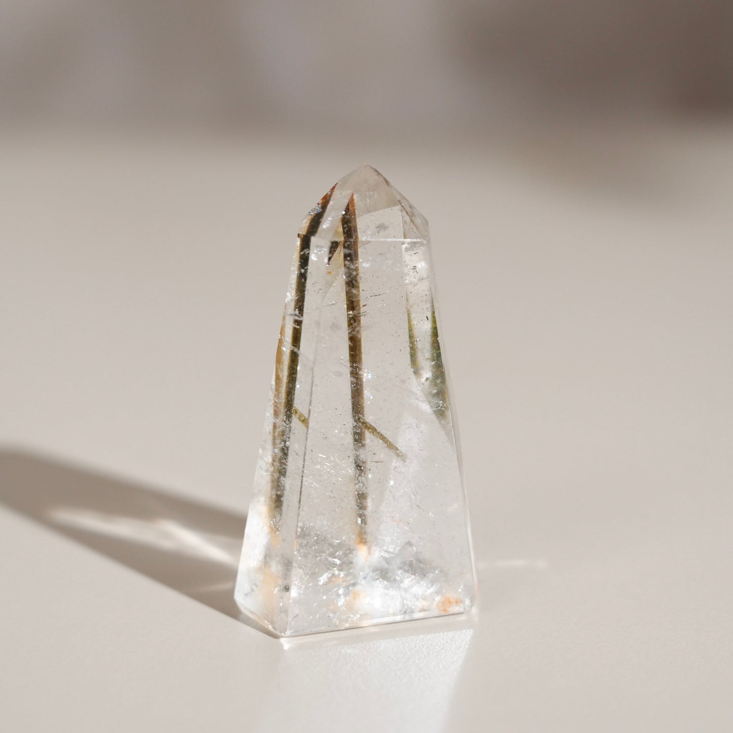 綠碧璽白水晶柱