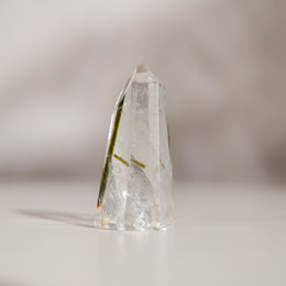 綠碧璽白水晶柱