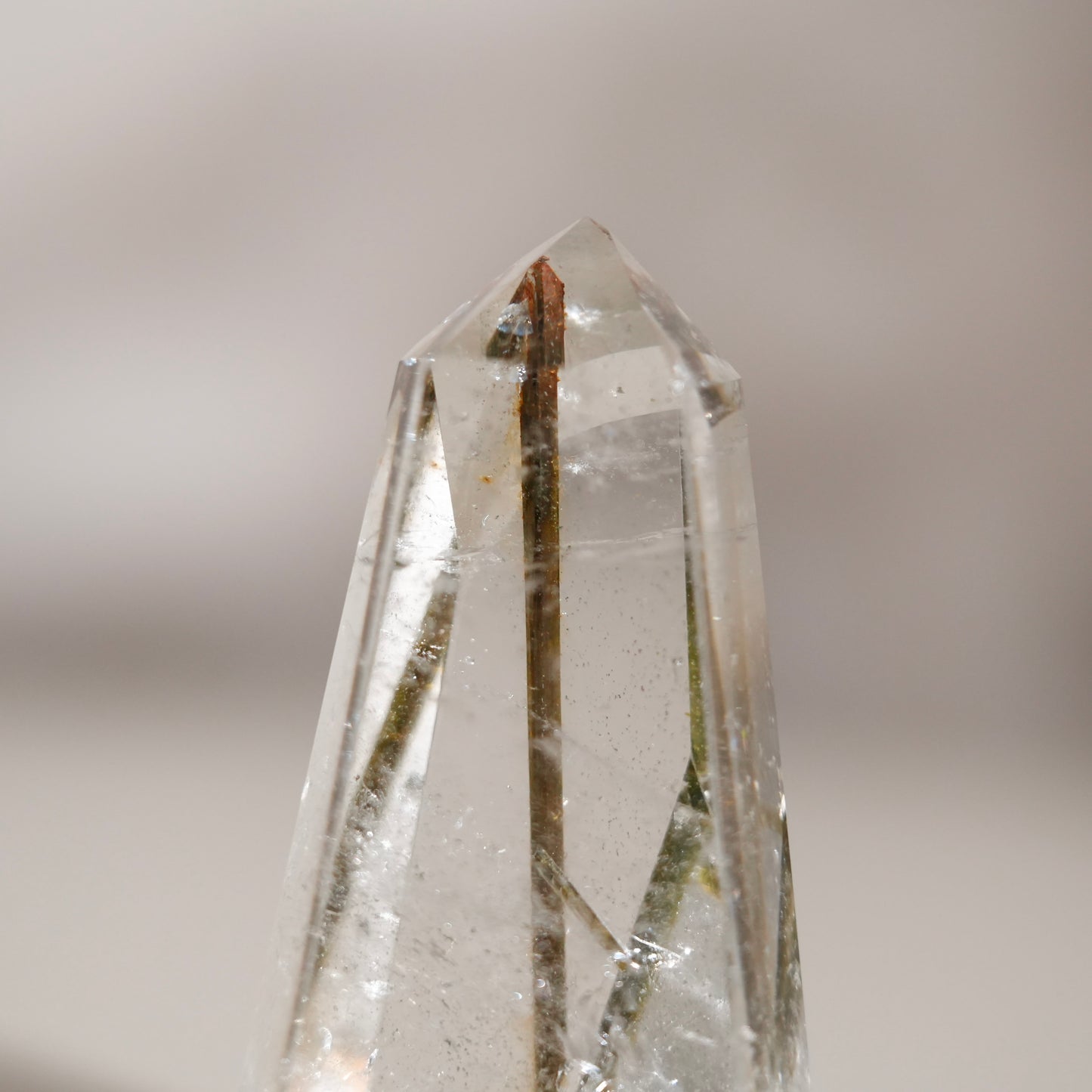 綠碧璽白水晶柱