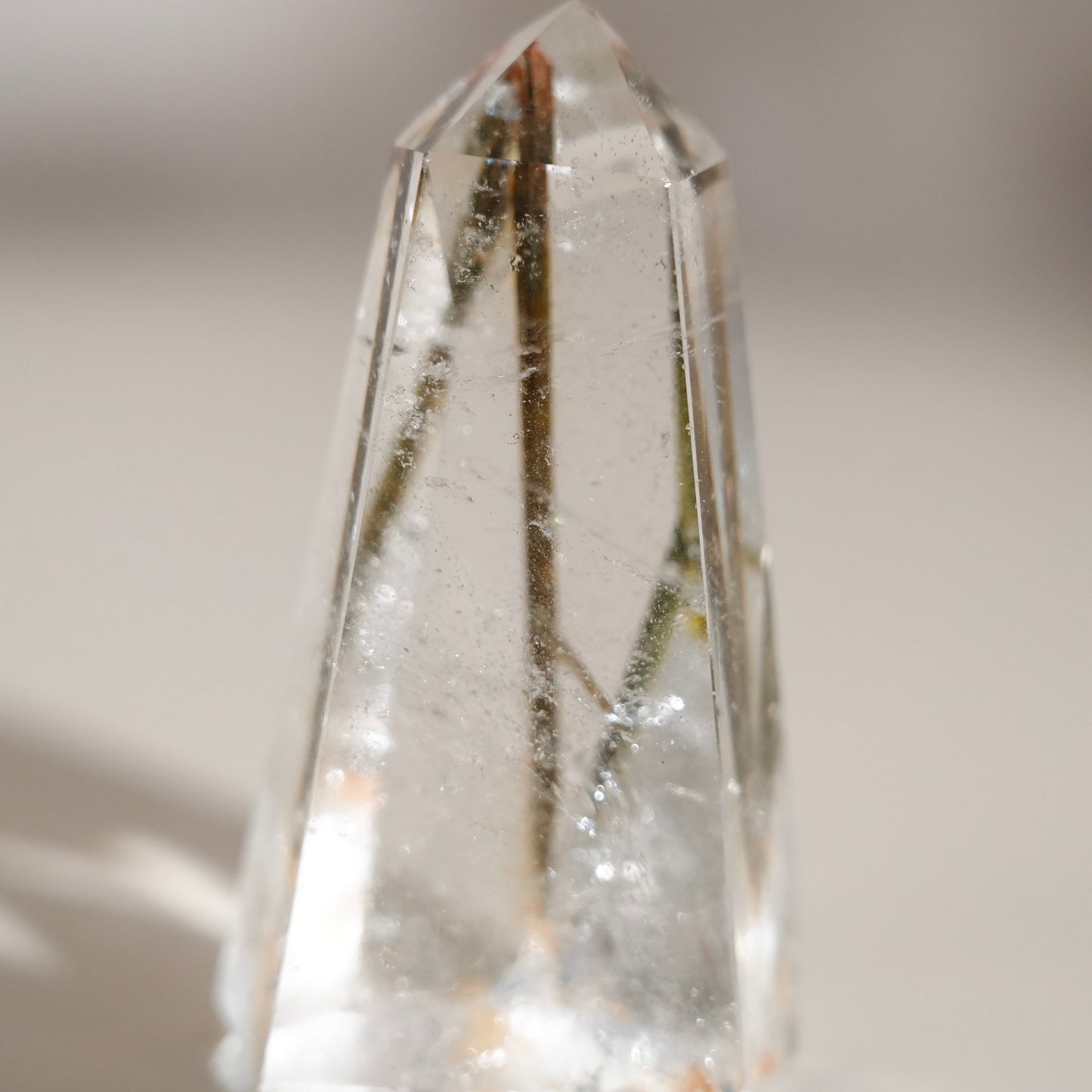 綠碧璽白水晶柱