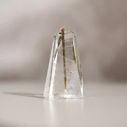 綠碧璽白水晶柱
