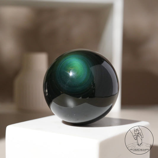 Silver sheen obsidian sphere