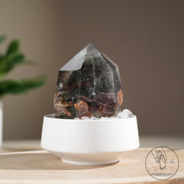 半打磨紅綠千層幽靈水晶