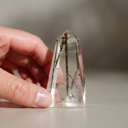 綠碧璽白水晶柱