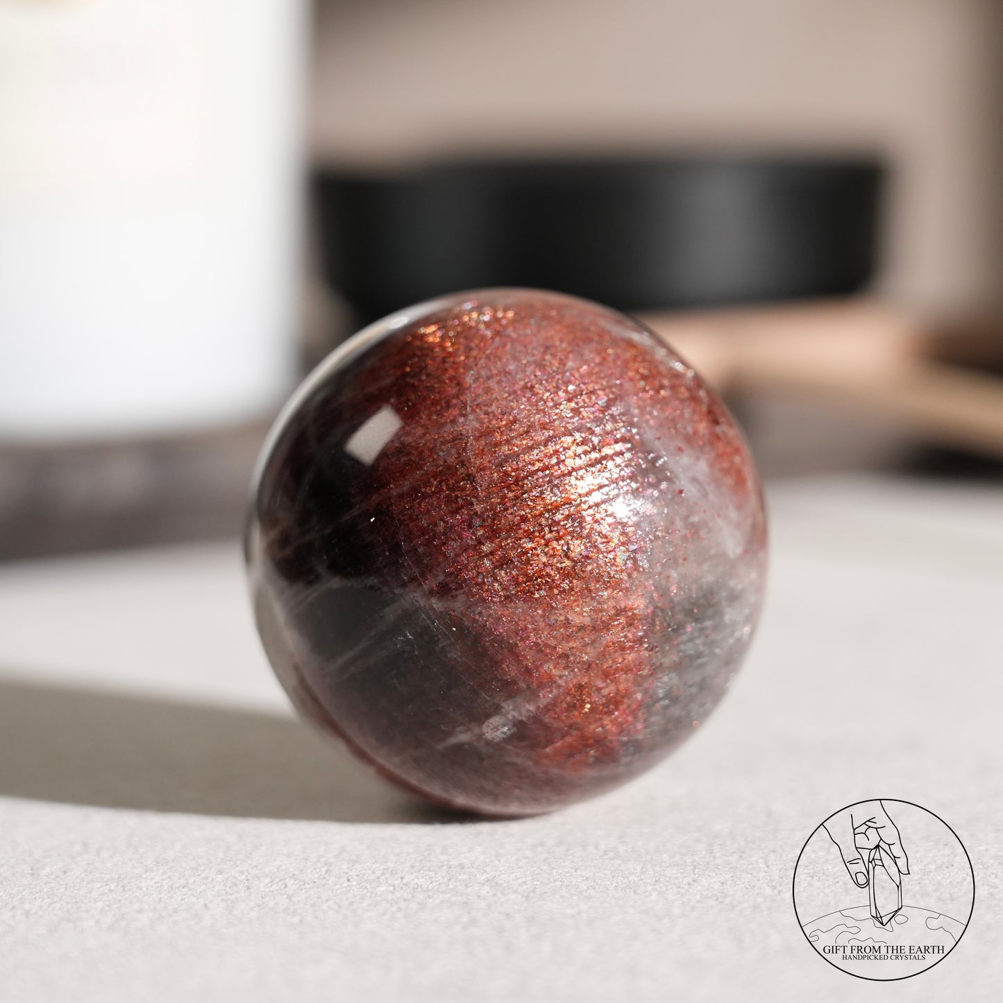 Golden sunstone sphere