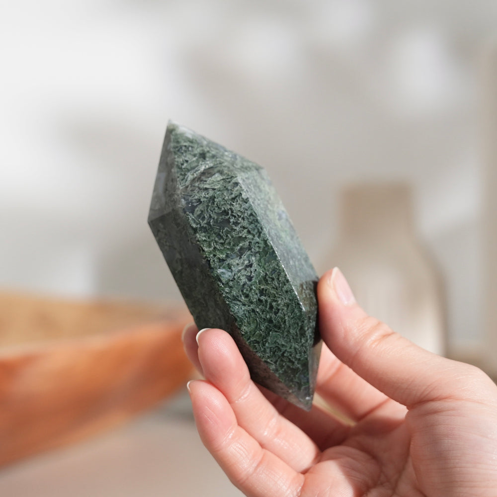 Double Terminated Moss Agate