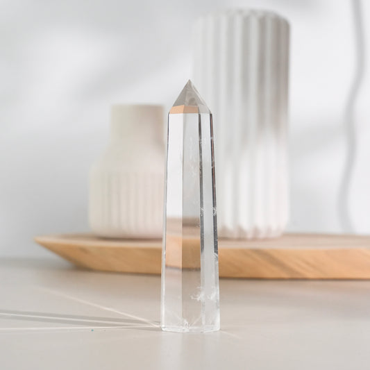 藍針白水晶柱