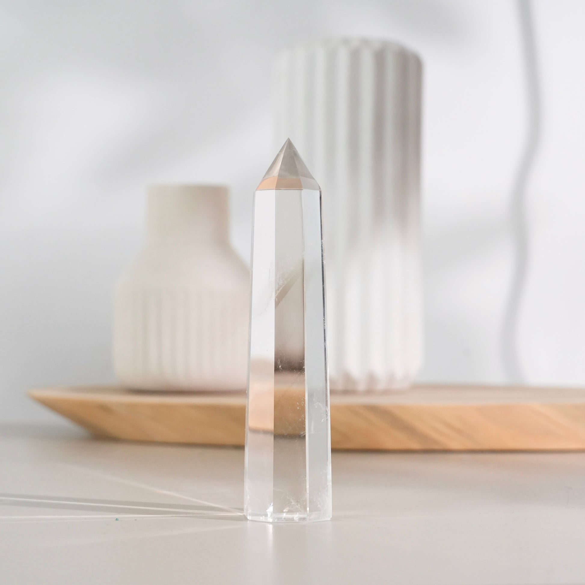 藍針白水晶柱
