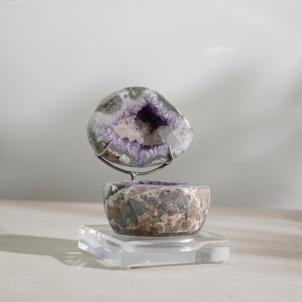Amethyst-White Calcite Intergrowth Pair